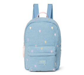 Studio Noos Studio Noos | Denim Midi Backpack | Hearts | Light Blue Hearts