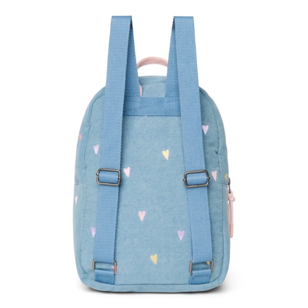 Studio Noos Studio Noos | Denim Midi Backpack | Hearts | Light Blue Hearts