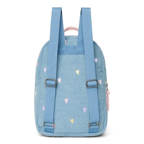 Studio Noos Studio Noos | Denim Midi Backpack | Hearts | Light Blue Hearts