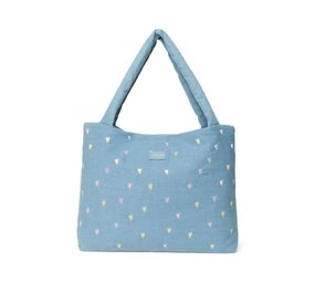 Studio Noos Studio Noos | Denim Mom Bag | Hearts | Light Blue Hearts