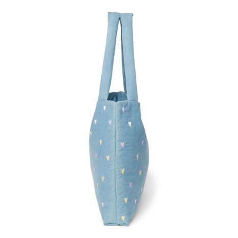 Studio Noos Studio Noos | Denim Mom Bag | Hearts | Light Blue Hearts