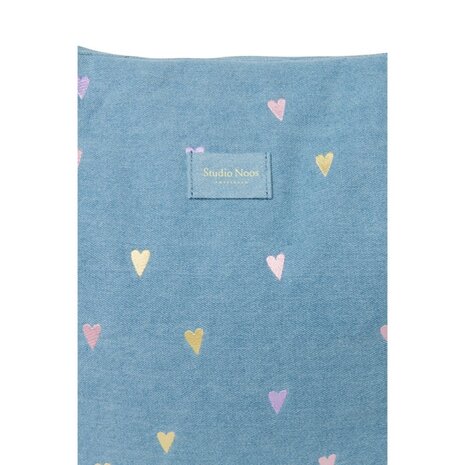 Studio Noos Studio Noos | Denim Mom Bag | Hearts | Light Blue Hearts