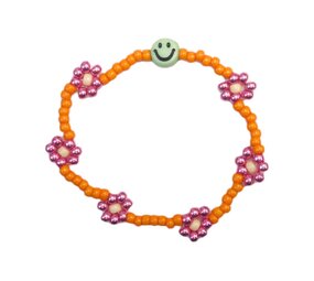 LOVE issue LOVE issue | Bracelet | Daisy | Smiley green/shiny pink/orange T1