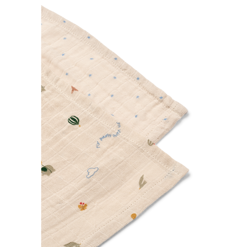 Liewood Liewood | Lewis Muslin Cloth 2-Pack | Star / Flying Mix