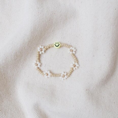 LOVE issue LOVE issue | Bracelet | Daisy | Smiley yellow/beige T1