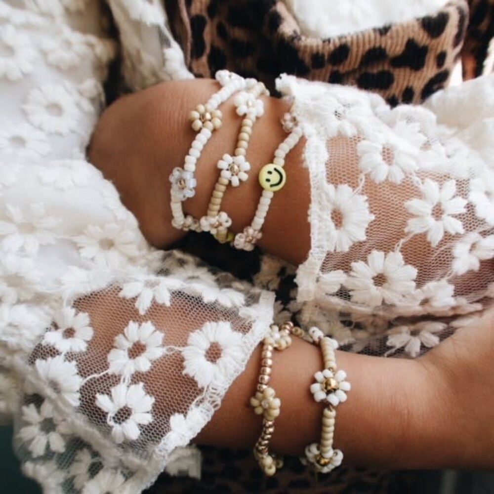 LOVE issue LOVE issue | Bracelet | Daisy | Smiley yellow/beige T1