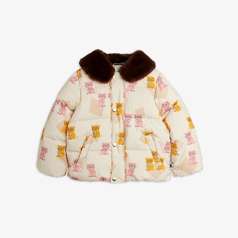 Mini Rodini Mini Rodini | Kittens aop faux fur collar puffer | Multi