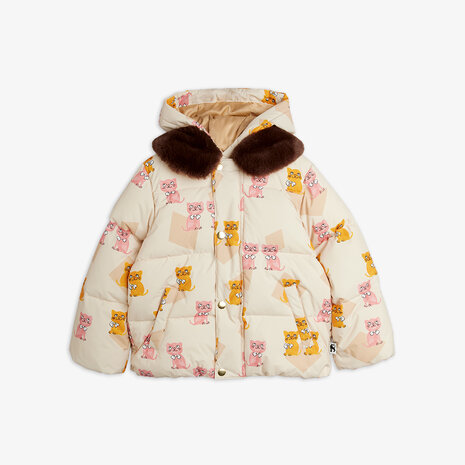 Mini Rodini Mini Rodini | Kittens aop faux fur collar puffer | Multi