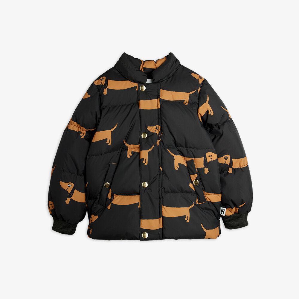 Mini Rodini Mini Rodini | Dog aop hooded puffer | Black