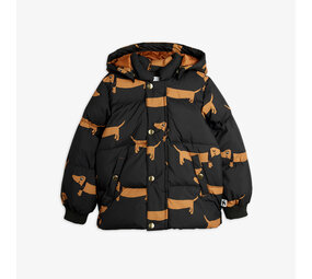 Mini Rodini Mini Rodini | Dog aop hooded puffer | Black