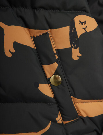 Mini Rodini Mini Rodini | Dog aop hooded puffer | Black
