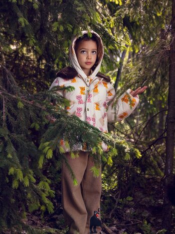 Mini Rodini Mini Rodini | Kittens aop faux fur collar puffer | Multi