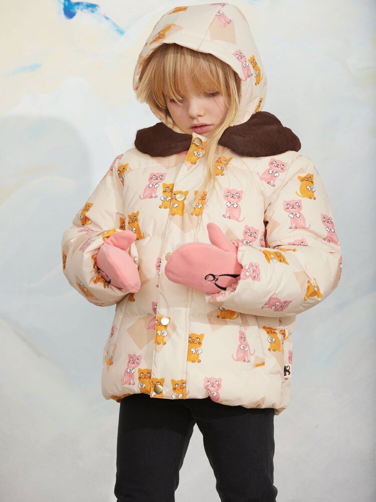 Mini Rodini Mini Rodini | Kittens aop faux fur collar puffer | Multi