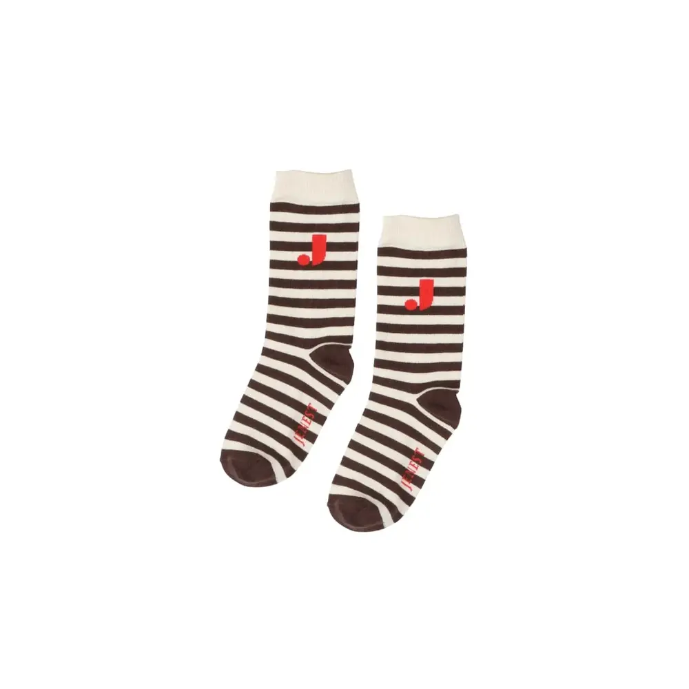 Jenest Jenest | J Stripe Socks | Off White Brown