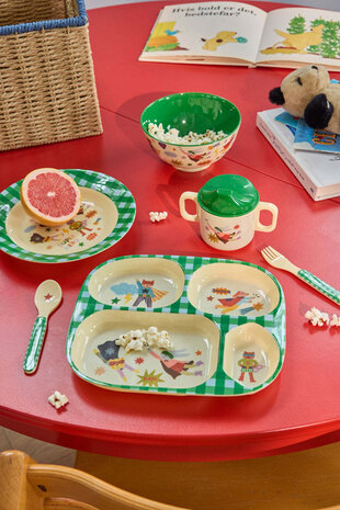 Rice Everyday Magic Rice | Kinderbord met 4 Compartimenten | Hero Print | Groen Rice Everyday Magic Rice | Kinderbord met 4 Compartimenten | Hero Print | Groen