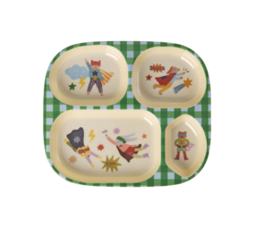Rice Everyday Magic Rice | Kinderbord met 4 Compartimenten | Hero Print | Groen