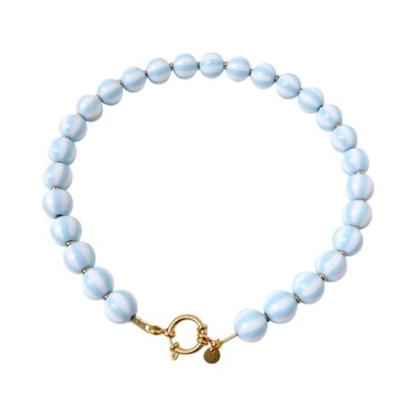 LOVE issue LOVE issue | Necklace | Bold beads babyblue stripe