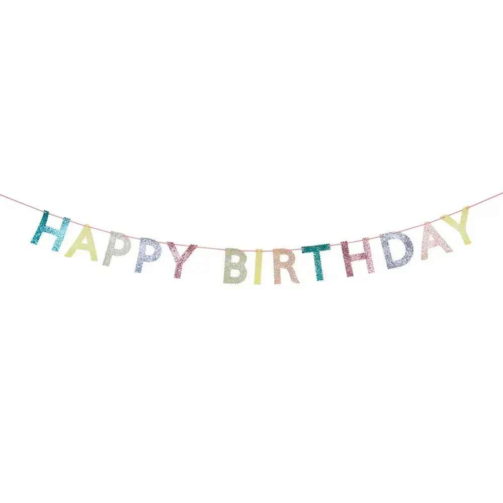 Meri Meri Meri Meri | Mixed glitter fabric happy birthday garland