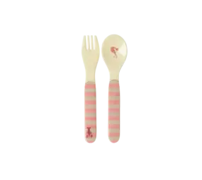 Rice Everyday Magic Rice | Baby lepel en vork | Ocean Print | Coral