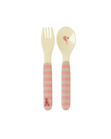 Rice Everyday Magic Rice | Baby lepel en vork | Ocean Print | Coral
