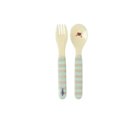 Rice Everyday Magic Rice | Baby lepel en vork | Ocean Print | Blue