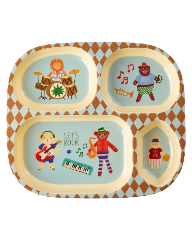 Rice Everyday Magic Rice | Kinderbord met 4 Compartimenten | Music Band | Blue