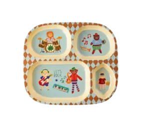 Rice Everyday Magic Rice | Kinderbord met 4 Compartimenten | Music Band | Blue