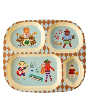 Rice Everyday Magic Rice | Kinderbord met 4 Compartimenten | Music Band | Blue