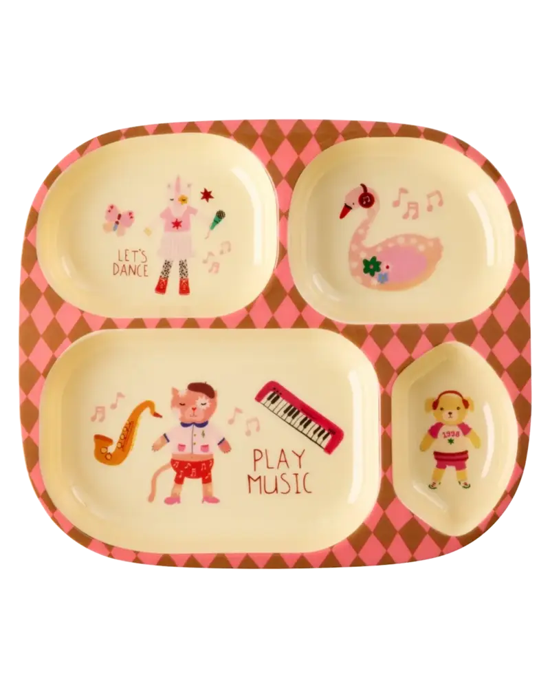 Rice Everyday Magic Rice | Kinderbord met 4 Compartimenten | Music Band | Pink Rice Everyday Magic Rice | Kinderbord met 4 Compartimenten | Music Band | Pink