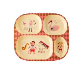 Rice Everyday Magic Rice | Kinderbord met 4 Compartimenten | Music Band | Pink