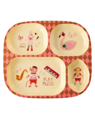 Rice Everyday Magic Rice | Kinderbord met 4 Compartimenten | Music Band | Pink Rice Everyday Magic Rice | Kinderbord met 4 Compartimenten | Music Band | Pink