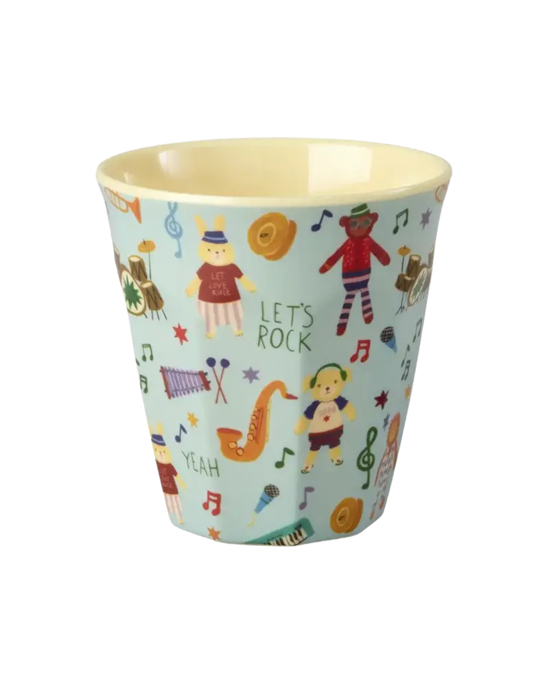 Rice Everyday Magic Rice | Melamine Cup with Music Band Print | Blue | Medium 250ml Rice Everyday Magic Rice | Melamine Cup with Music Band Print | Blue | Medium 250ml
