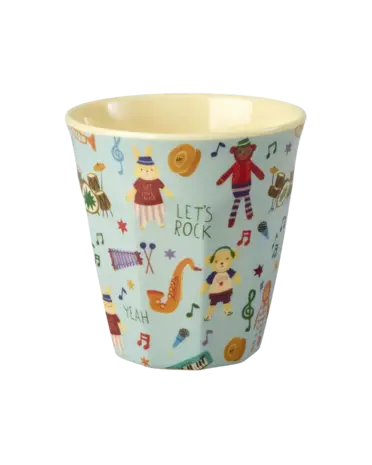 Rice Everyday Magic Rice | Melamine Cup with Music Band Print | Blue | Medium 250ml Rice Everyday Magic Rice | Melamine Cup with Music Band Print | Blue | Medium 250ml