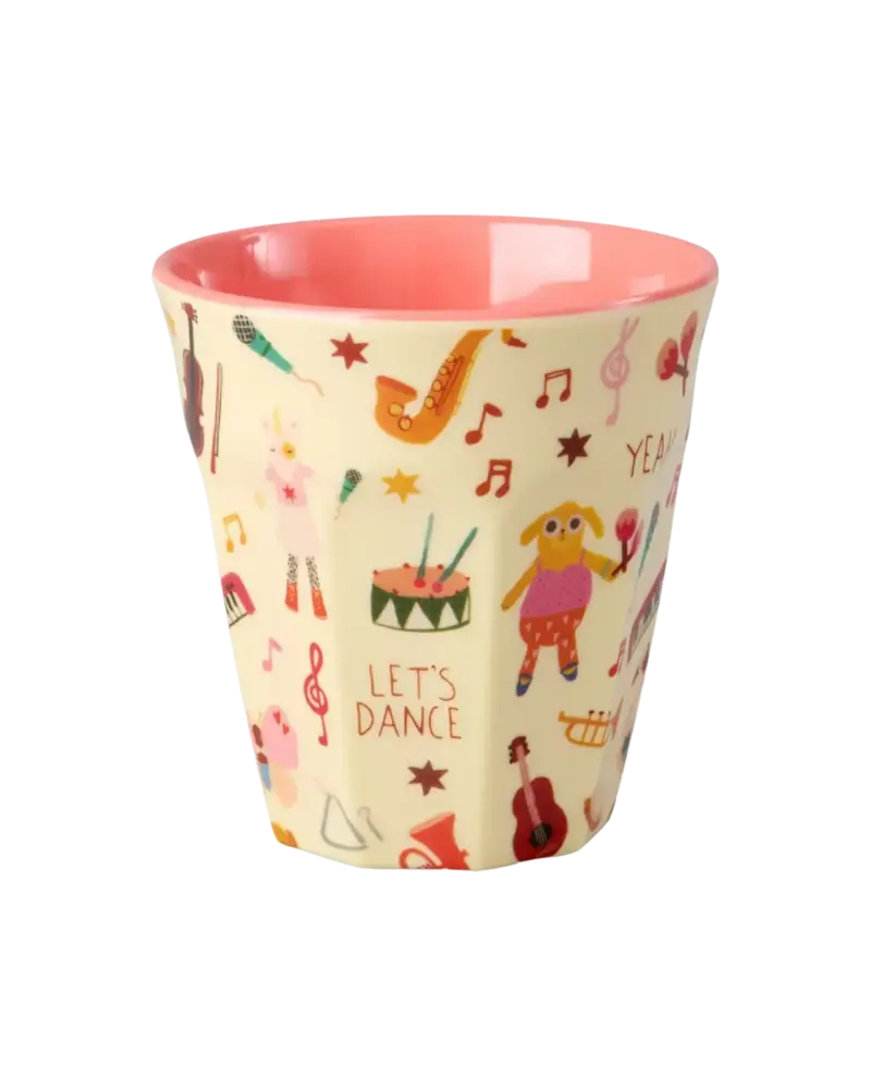 Rice Everyday Magic Rice | Melamine Cup with Music Band Print | Pink | Medium 250ml Rice Everyday Magic Rice | Melamine Cup with Music Band Print | Pink | Medium 250ml