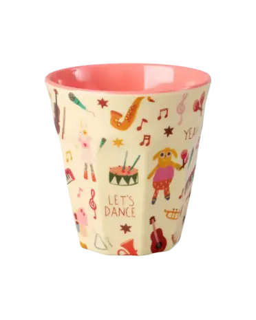 Rice Everyday Magic Rice | Melamine Cup with Music Band Print | Pink | Medium 250ml Rice Everyday Magic Rice | Melamine Cup with Music Band Print | Pink | Medium 250ml