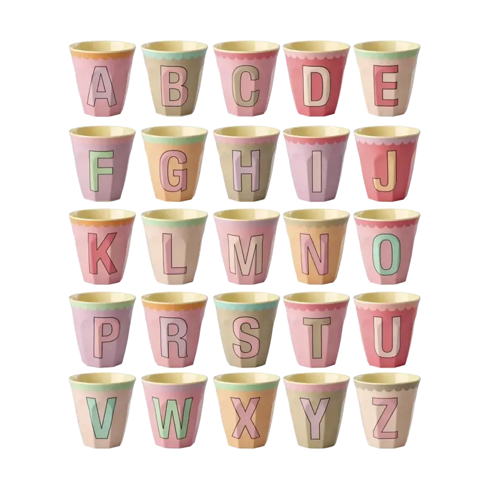 Rice Everyday Magic Rice | Melamine cup Medium Alphabet | Vintage Pinkish Colors Rice Everyday Magic Rice | Melamine cup Medium Alphabet | Vintage Pinkish Colors