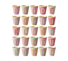 Rice Everyday Magic Rice | Melamine cup Medium Alphabet | Vintage Pinkish Colors