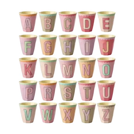 Rice Everyday Magic Rice | Melamine cup Medium Alphabet | Vintage Pinkish Colors Rice Everyday Magic Rice | Melamine cup Medium Alphabet | Vintage Pinkish Colors