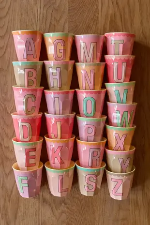 Rice Everyday Magic Rice | Melamine cup Medium Alphabet | Vintage Pinkish Colors Rice Everyday Magic Rice | Melamine cup Medium Alphabet | Vintage Pinkish Colors