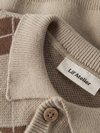 Lil ' Atelier Lil ' Atelier | NBMRONAN LS KNIT POLO CARD LIL | White Pepper