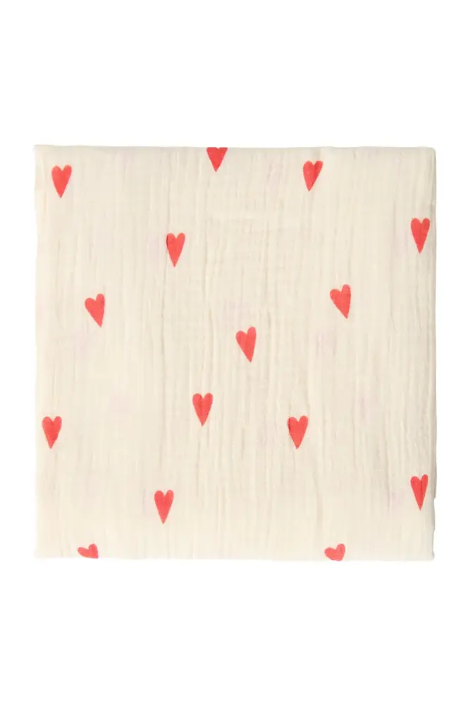 Studio Noos Studio Noos | Swaddle Print Large | Natural Hearts