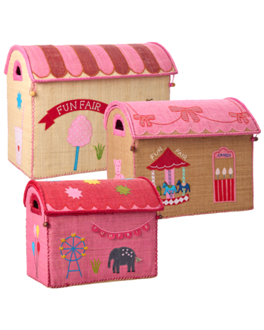 Rice Everyday Magic Rice | Middelgroot Raffia Opberghuis | Pink | Fun Fair Rice Everyday Magic Rice | Middelgroot Raffia Opberghuis | Pink | Fun Fair