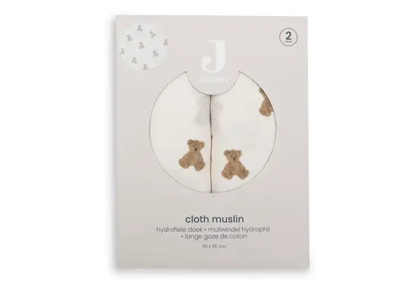 Jollein Jollein | Hydrofiele Doek Large 115x115cm | Mini Teddy Bear | 2 Stuks Jollein Jollein | Hydrofiele Doek Large 115x115cm | Mini Teddy Bear | 2 Stuks