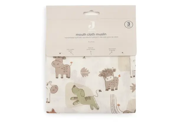 Jollein Jollein | Hydrofiel Monddoekje 31x31cm | Barn Buddies | 3 pack