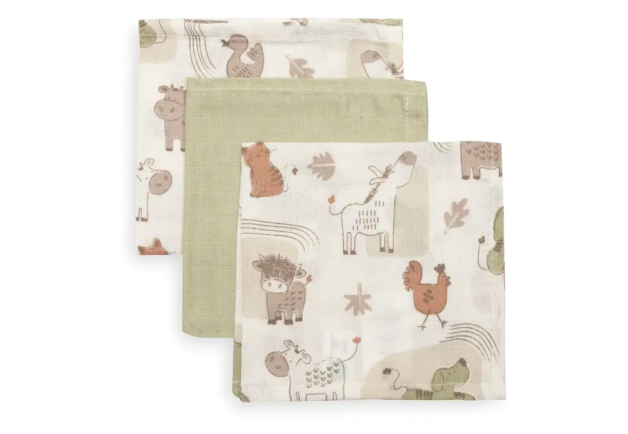 Jollein Jollein | Hydrofiel Monddoekje 31x31cm | Barn Buddies | 3 pack