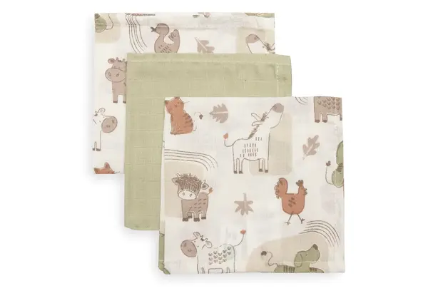 Jollein Jollein | Hydrofiel Monddoekje 31x31cm | Barn Buddies | 3 pack