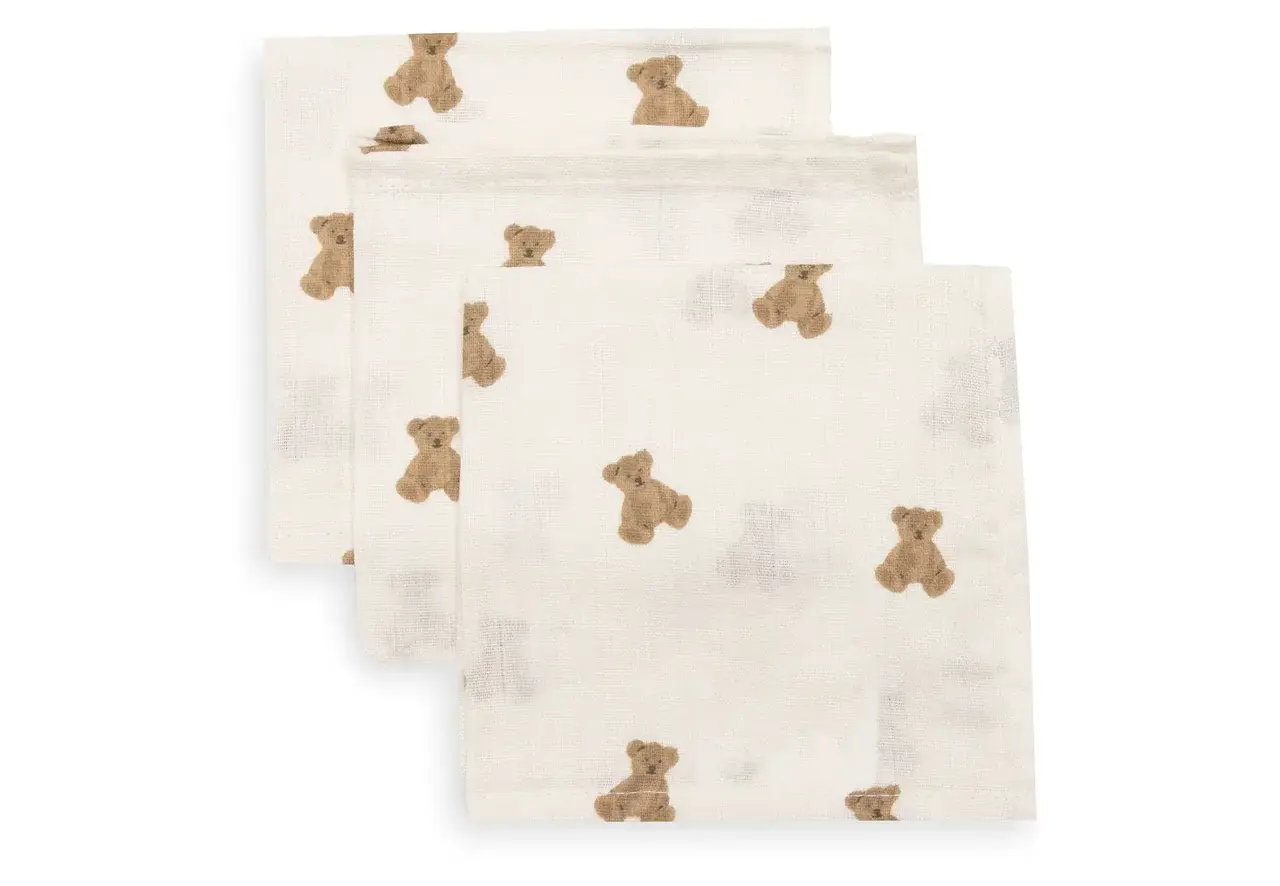 Jollein Jollein | Hydrofiel Monddoekje 31x31cm | Mini Teddy Bear | 3 pack