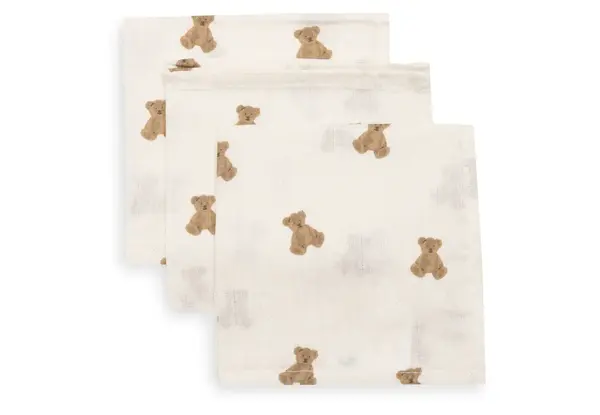 Jollein Jollein | Hydrofiel Monddoekje 31x31cm | Mini Teddy Bear | 3 pack
