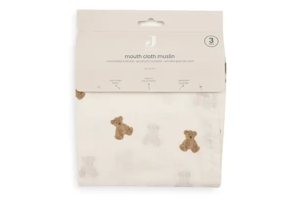 Jollein Jollein | Hydrofiel Monddoekje 31x31cm | Mini Teddy Bear | 3 pack