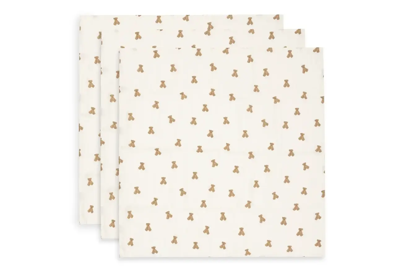 Jollein Jollein | Hydrofiele Doek Small 70x70cm | Mini Teddy Bear | 3 Stuks Jollein Jollein | Hydrofiele Doek Small 70x70cm | Mini Teddy Bear | 3 Stuks